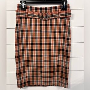 Ann Taylor NWT Women’s Plaid Pencil Skirt with Belt Size 0